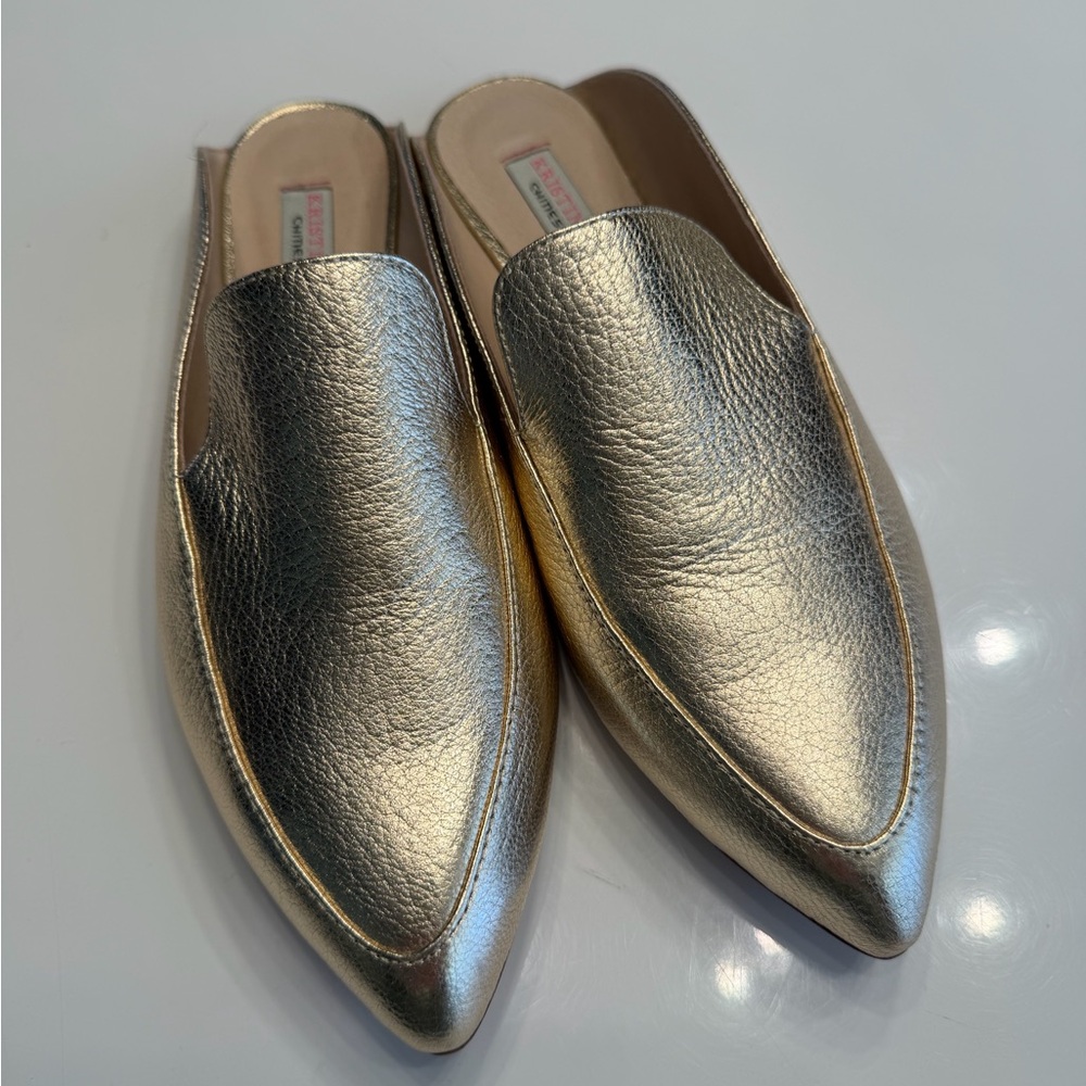 Chinese Laundry Kristin Cavallari Gold Loafer Mules 6.5